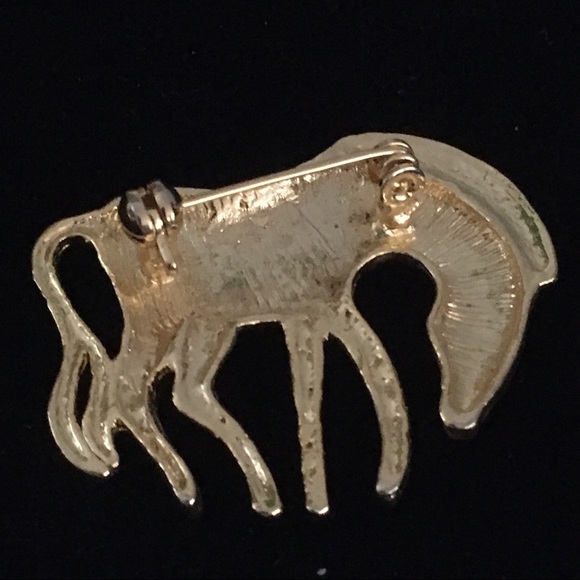 Vintage Gold Tone Horse/Zebra Broach - Picture 3 of 3